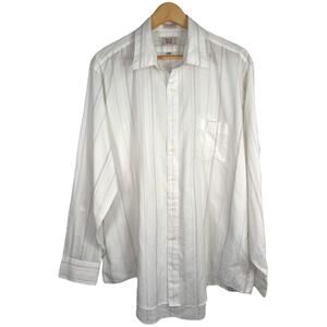 Arrow Kent 17.5 white striped button up shirt vintage made in Taiwan